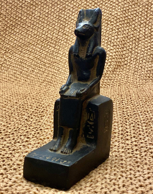 Amazing Commemorative Ancient Egyptian God Anubis Jackal Deity Seated Statue With Glyphs SALE