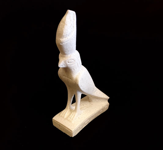 Amazing Ancient Egyptian God Horus Falcon With Ankh Statue On Hieroglyphic Base SALE