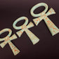 Magnificent Group Of 3 Faience Glazed Ankh Life Key Figures With Eye Of Horus On