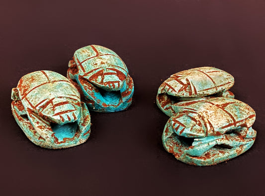 Group Of 4 Commemorative Fabulous Hand Carved Steatite Scarabs Beetles