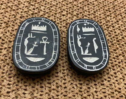 Group Of 2 Outstanding Black Scarabs Khepri The Sacred Beetle Statues