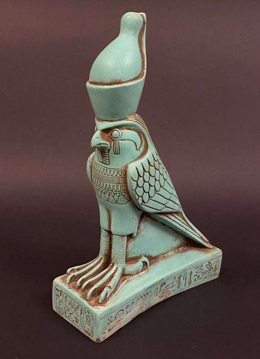 Huge Gorgeous Commemorative  Egyptian God Horus as Flacon Wearing Crown Statue