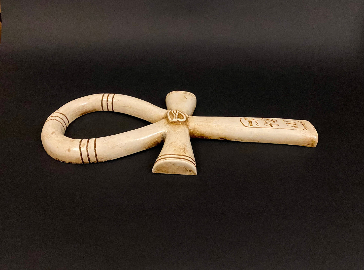 Fabulous Large Ankh Life Key Figure With Eye Of Horus And Cartouche On 12.2 Inch