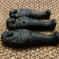 Unique Rare Group Of 3 Aswan Clay Pottery Ancient Egyptian Ushabti Statues Handcrafted In Egypt