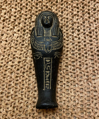 Unique Rare Group Of 3 Aswan Clay Pottery Ancient Egyptian Ushabti Statues Handcrafted In Egypt