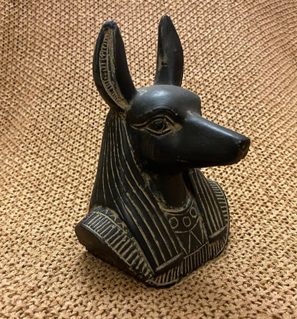Amazing Commemorative Ancient Egyptian God Anubis Shown As A Jackal Bust Wearing a Wig  Handcrafted In Egypt SALE