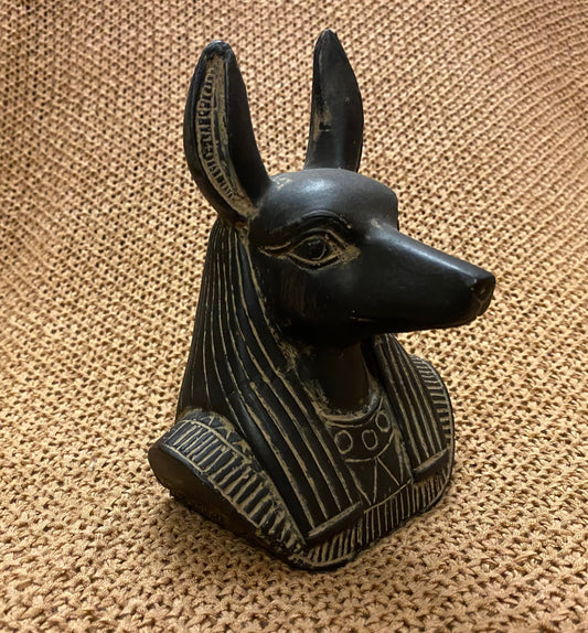 Amazing Commemorative Ancient Egyptian God Anubis Shown As A Jackal Bust Wearing a Wig  Handcrafted In Egypt SALE