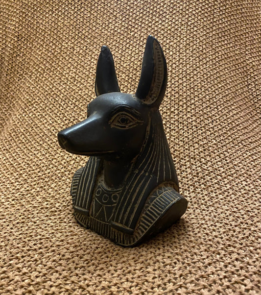 Amazing Commemorative Ancient Egyptian God Anubis Shown As A Jackal Bust Wearing a Wig  Handcrafted In Egypt SALE