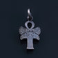 Egyptian Solid Silver Hallmarked Key Of Life Ankh Life Key Lotus Oxidized Pendant Charm