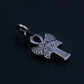 Egyptian Solid Silver Hallmarked Key Of Life Ankh Life Key Lotus Oxidized Pendant Charm