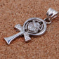 Shiny Egyptian Solid Sterling Silver Hallmarked Life Key Ankh Key Of Life With Scarab Pendant Charm Egyptian jewelry