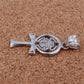 Shiny Egyptian Solid Sterling Silver Hallmarked Life Key Ankh Key Of Life With Scarab Pendant Charm Egyptian jewelry