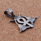 Egyptian Open Work Solid Silver Ankh Life Key Flanked By Two Lotus Flowers Pendant Charm
