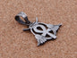 Egyptian Open Work Solid Silver Ankh Life Key Flanked By Two Lotus Flowers Pendant Charm