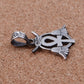 Egyptian Open Work Solid Silver Ankh Life Key Flanked By Two Lotus Flowers Pendant Charm