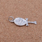 Shiny Egyptian Laser Cut Solid Sterling Silver Life Key Ankh With Scarab Pendant Charm