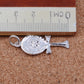 Shiny Egyptian Laser Cut Solid Sterling Silver Life Key Ankh With Scarab Pendant Charm