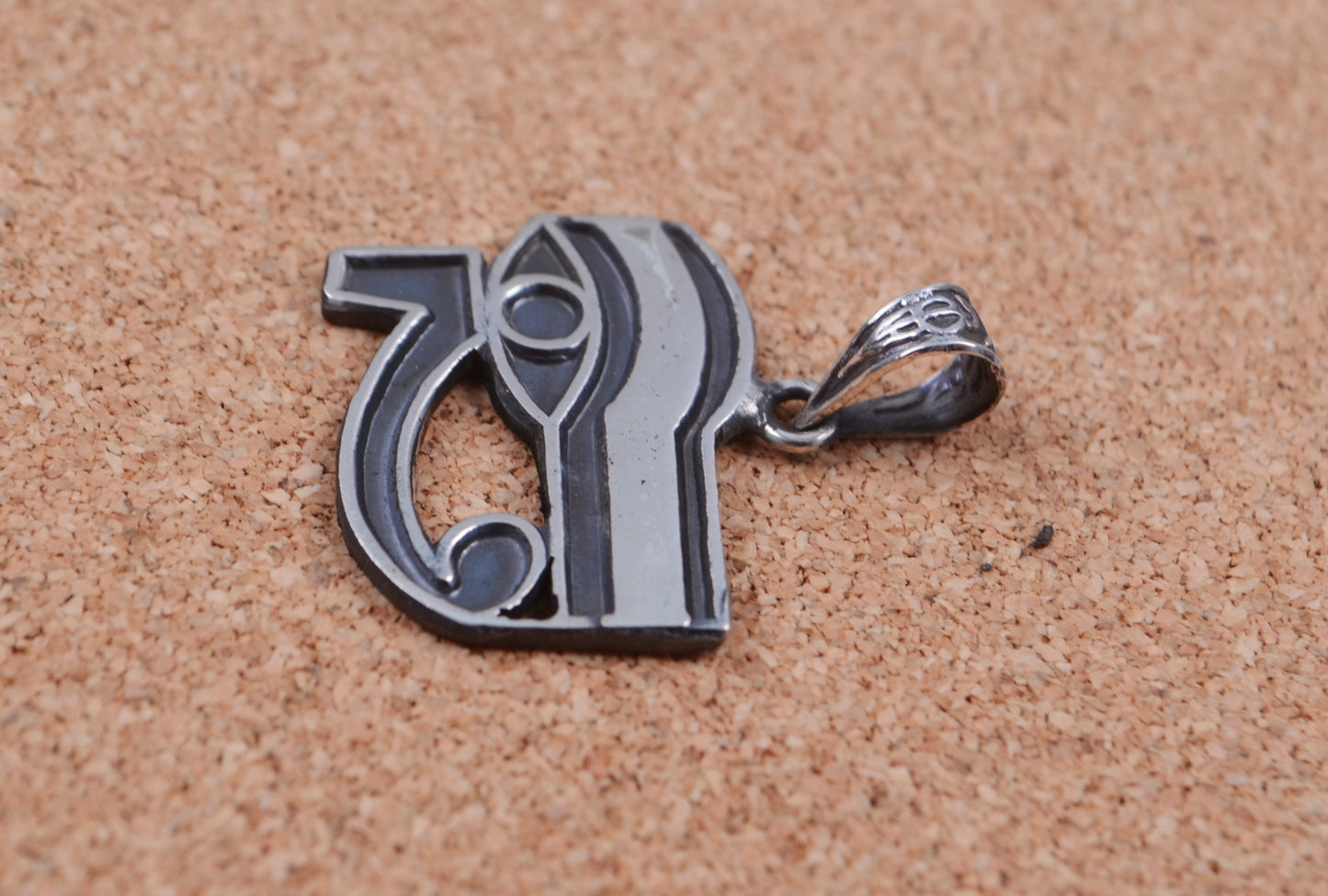 Egyptian Sterling Silver Detailed Oxidized Eye Of Horus Pendant Charm The Eye of Ra