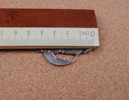 Egyptian Sterling Silver Open Work Oxidized Isis With Hieroglyphics Pendant Charm