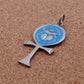 Lrg Egyptian Hand Made Sterling Silver enameled Ankh Life Key With Scarab Charm