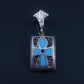 Egyptian Hand Made Sterling Solid Silver Inlaid Filigree Framed Ankh Life Key With Lotus Charm Pendant