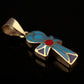Egyptian Sterling Silver Inlaid Ankh life key Cross Charm Pendant