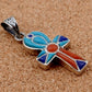 Amazing Egyptian Sterling Silver Raised Inlaid life key Cross Ankh Charm Pendant