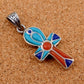 Amazing Egyptian Sterling Silver Raised Inlaid life key Cross Ankh Charm Pendant