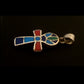 Egyptian Sterling Silver Inlaid life key Ankh Key of Life Pendant Charm With Lotus Inside