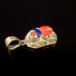 Egyptian Sterling Silver Detailed Colored Inlaid Scarab Pendant Charm