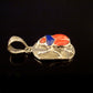 Egyptian Sterling Silver Detailed Colored Inlaid Scarab Pendant Charm