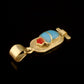Egyptian Sterling Silver Inlaid Scarab Cartouch Pendant Charm