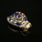 Large Egyptian Hand Crafted Sterling Scarab Inlaid Silver Luck Charm Pendant