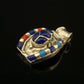 Large Egyptian Hand Crafted Sterling Scarab Inlaid Silver Luck Charm Pendant