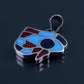 Egyptian Solid Sterling Silver Raised Colored Inlaid Eye Of Horus Charm Pendant