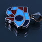Egyptian Solid Sterling Silver Raised Colored Inlaid Eye Of Horus Charm Pendant