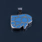 Egyptian Solid Sterling Silver Raised Turquoise Inlaid Eye Of Horus Charm Pendant