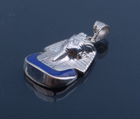 Egyptian Solid Sterling Silver Enameled Tutankhamun Tut Mask Mummy Charm Pendant Tut mask charm king tut charm