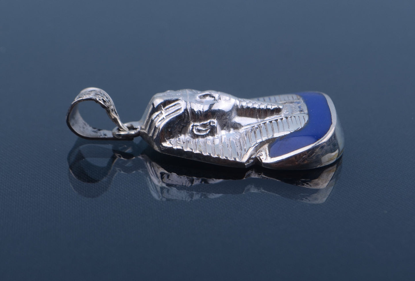 Egyptian Solid Sterling Silver Enameled Tutankhamun Tut Mask Mummy Charm Pendant Tut mask charm king tut charm
