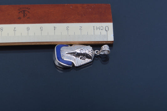Egyptian Solid Sterling Silver Enameled Tutankhamun Tut Mask Mummy Charm Pendant Tut mask charm king tut charm