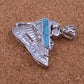 Egyptian Sterling Silver Inlaid Winged Isis With Crystals Charm Pendant