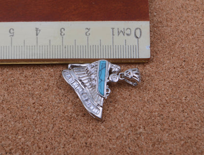 Egyptian Sterling Silver Inlaid Winged Isis With Crystals Charm Pendant