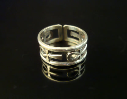 Shiny Egyptian Sterling Silver Hallmarked Life Key Ankh Key Of Life Ring
