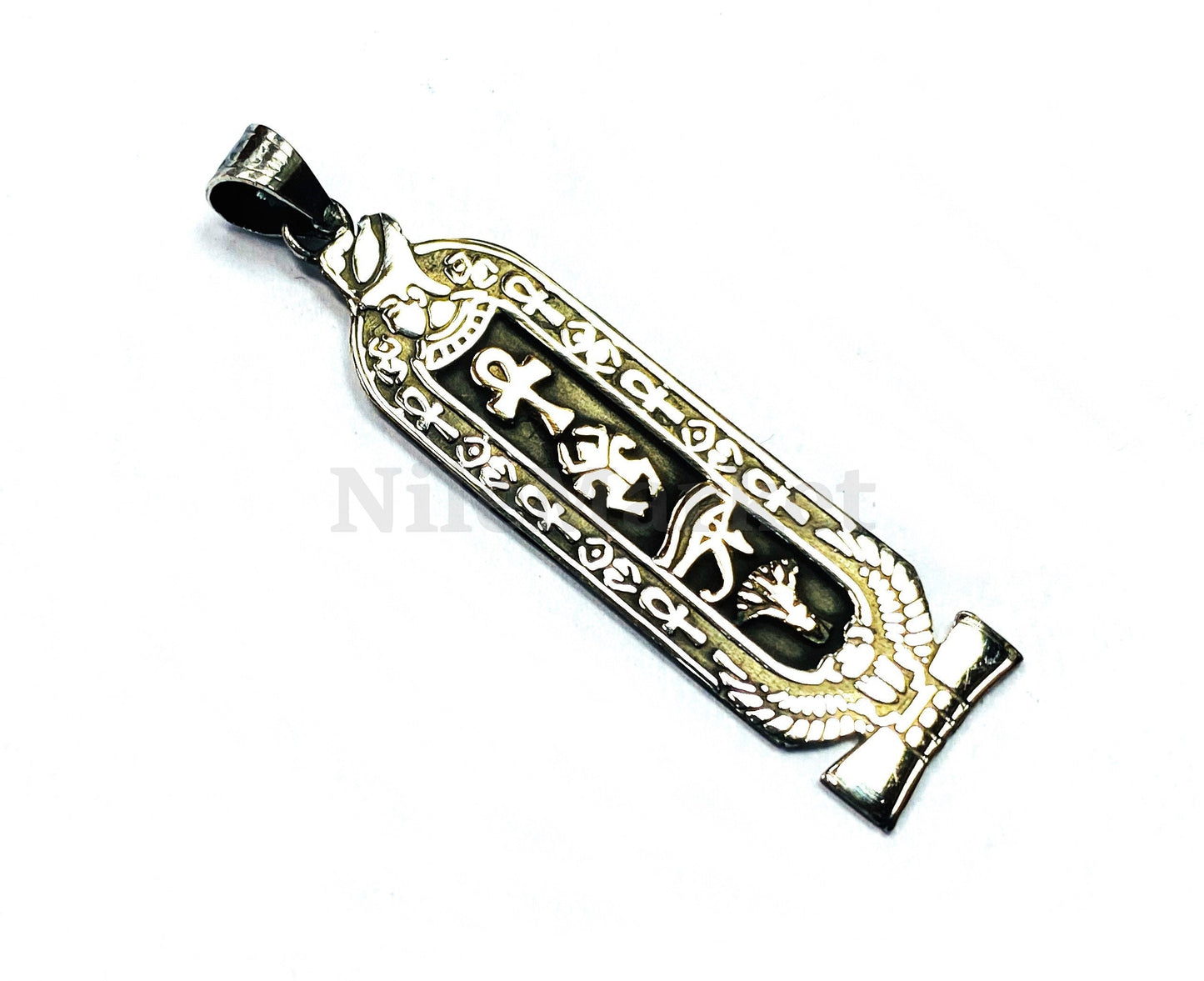 Unique Egyptian Ramses II And Winged Scarab Personalized Sterling Silver Cartouche Pendant  , Name Cartouche Charm - Egyptian Jewelry