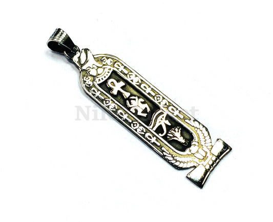 Unique Egyptian Ramses II And Winged Scarab Personalized Sterling Silver Cartouche Pendant  , Name Cartouche Charm - Egyptian Jewelry