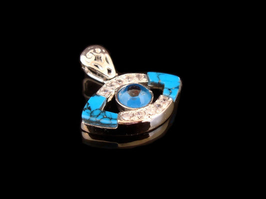Egyptian Celtic Sterling Silver Evil Eye With Asfor Crystals Charm