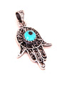 Lrg Tribal Solid Silver Filigree Khamsa Hamsa Hand of Fatima Charm Pendant Evil Eye Charm Pendant Protection