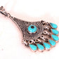 Tribal Egyptian Boho Siwa Sterling silver Eye Pendant Tribal Turquoise Inlaid Pendant Evil Eye Charm Pendant Protection