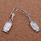 Egyptian Sterling Solid Silver Ankh Life key In Cartouche Earrings Key Of Life Earrings