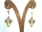 Lrg Egyptian Hand Made Sterling Silver Ankh With Lotus Thick Earrings